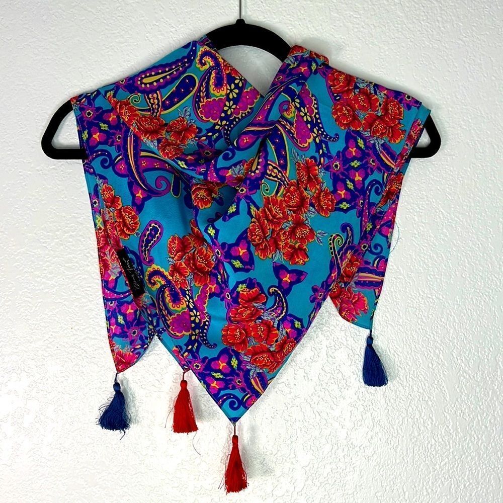 Vintage retro Diane Freis multicolor floral paisley silk scarf